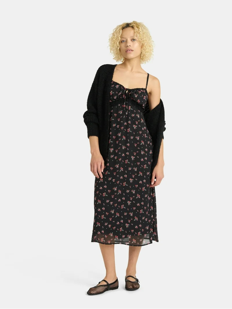 No Boundaries Maxi Dress with Lace Trim, Women’s | Walmart (US)