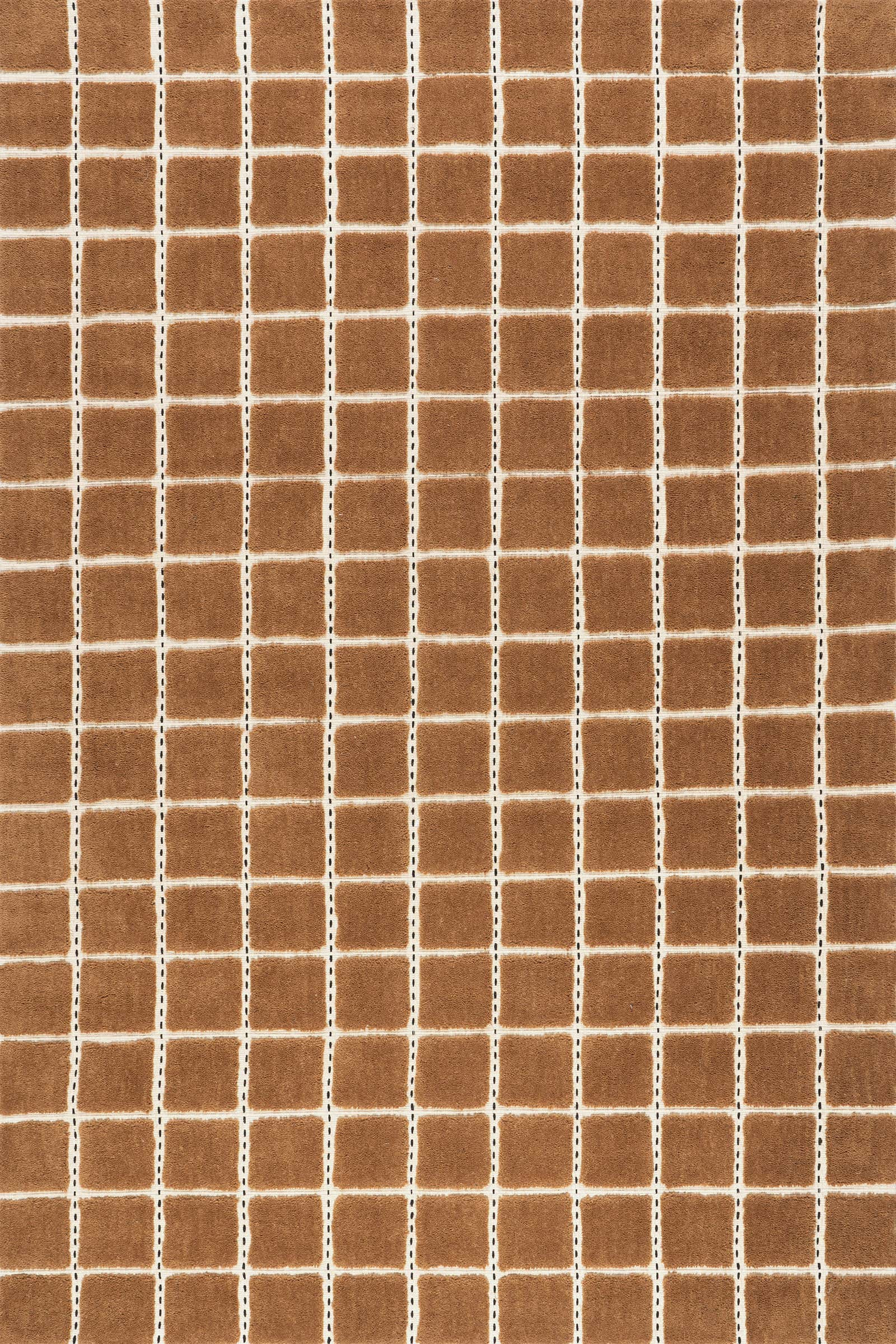 Gretchen Checked Wool Rug | Rust | Rugs USA