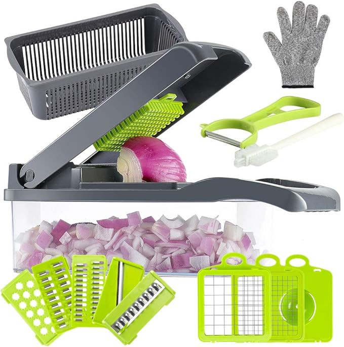 Cambom Multifunctional Vegetable Cutter Onion Chopper Vegetable Chopper Mandoline Slicer Dicer wi... | Amazon (US)