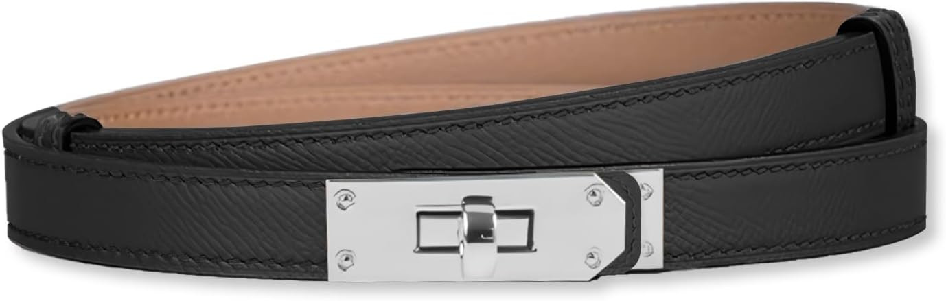 LumiSyne Women Skinny Leather Belt Solid Color Alloy Turn Lock Adjustable Waistband Thin Waist Be... | Amazon (US)