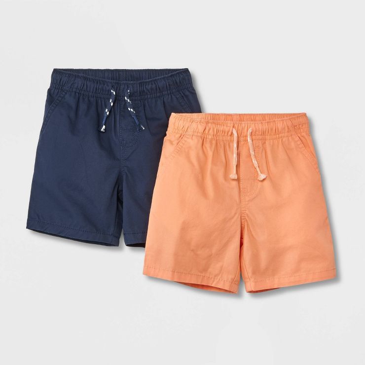 Toddler Boys' 2pk Pull-On Woven Shorts - Cat & Jack™ Peach Orange/Navy Blue | Target