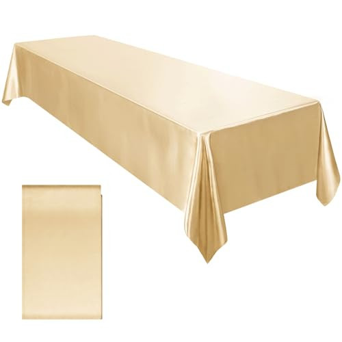 Ruisita Satin Party Tablecloth Table Cover 58 x 102 Inches Wedding Rectangle Bright Silk Cover Smooth Fabric Tablecloth Table Decor for Wedding Banquet Table Decoration, Champagne | Amazon (US)