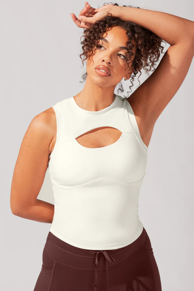Peekaboo Crew Tank - Coconut Cream | POPFLEX