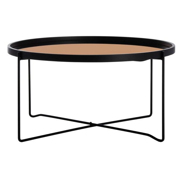 Ruby Round Tray Top Coffee Table Rose Gold/Black - Safavieh | Target
