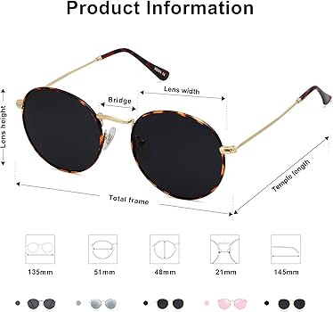 SOJOS Small Round Polarized Sunglasses for Women Men Classic Vintage Retro Shades UV400 | Amazon (US)