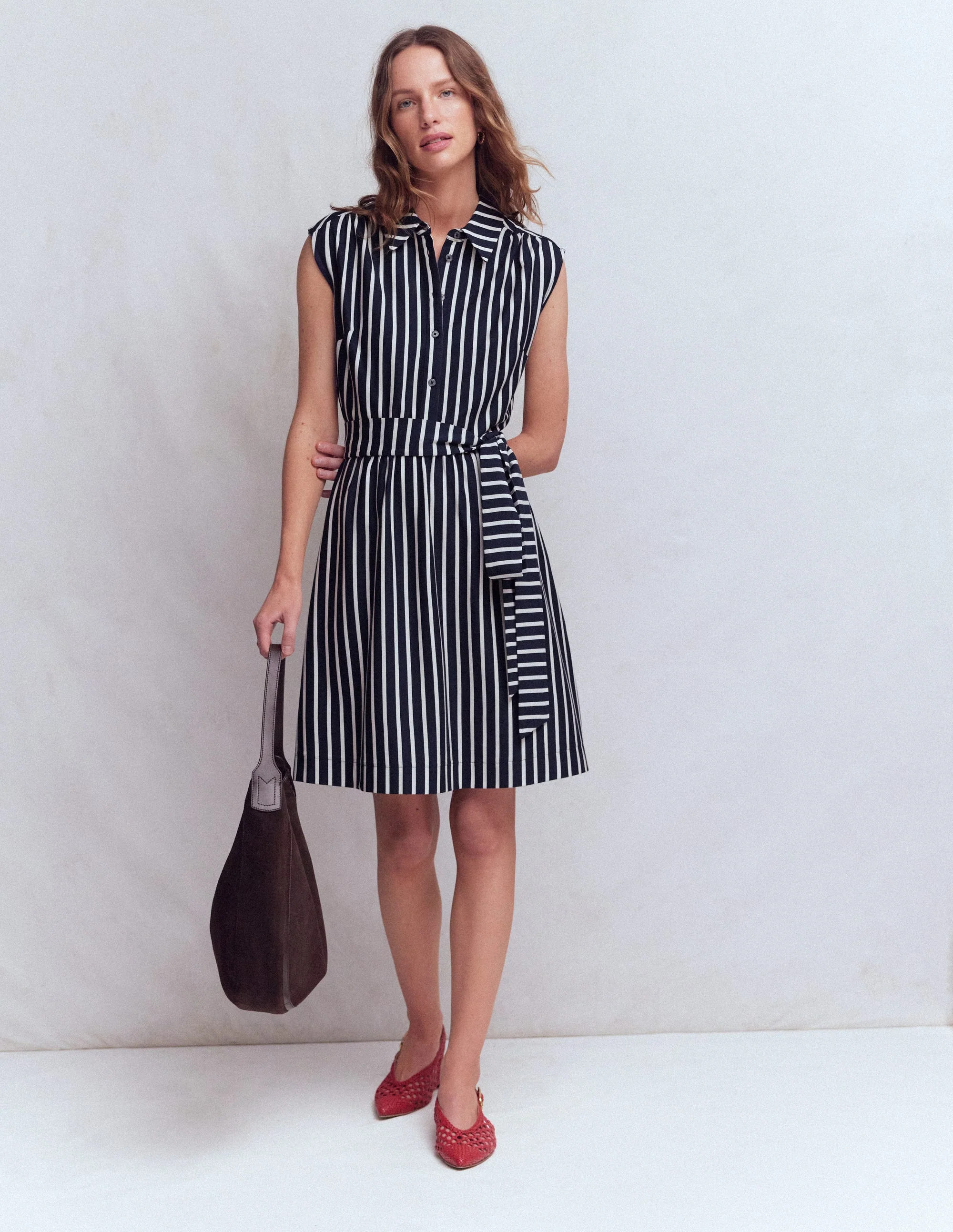 Honor Short Jersey Shirt Dress-Navy and White Stripe | Boden (US)