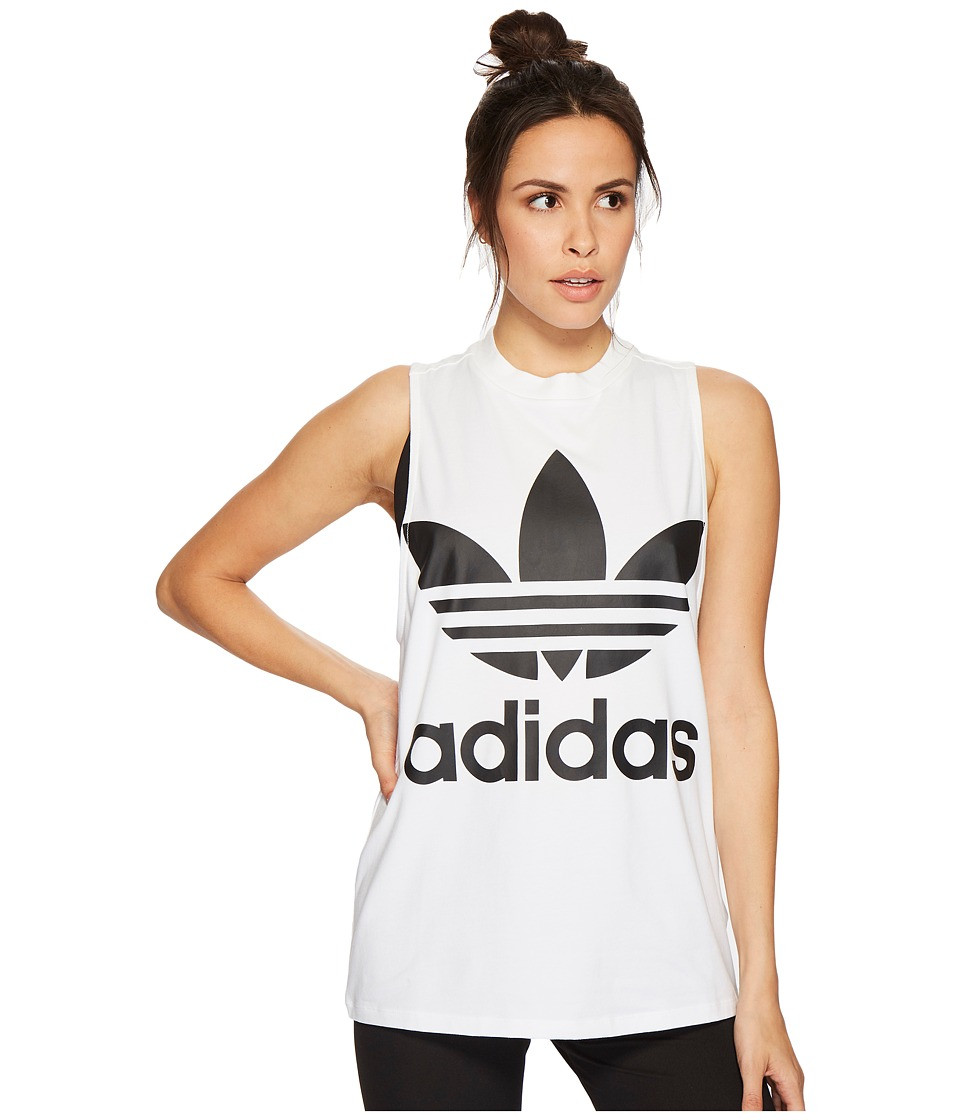 adidas Originals - Trefoil Tank Top (White/Black) Women's Sleeveless | Zappos