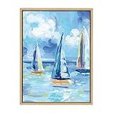 Kate and Laurel Sylvie Come Sail Away Framed Canvas Wall Art by Rachel Christopoulos, 18x24 Natur... | Amazon (US)