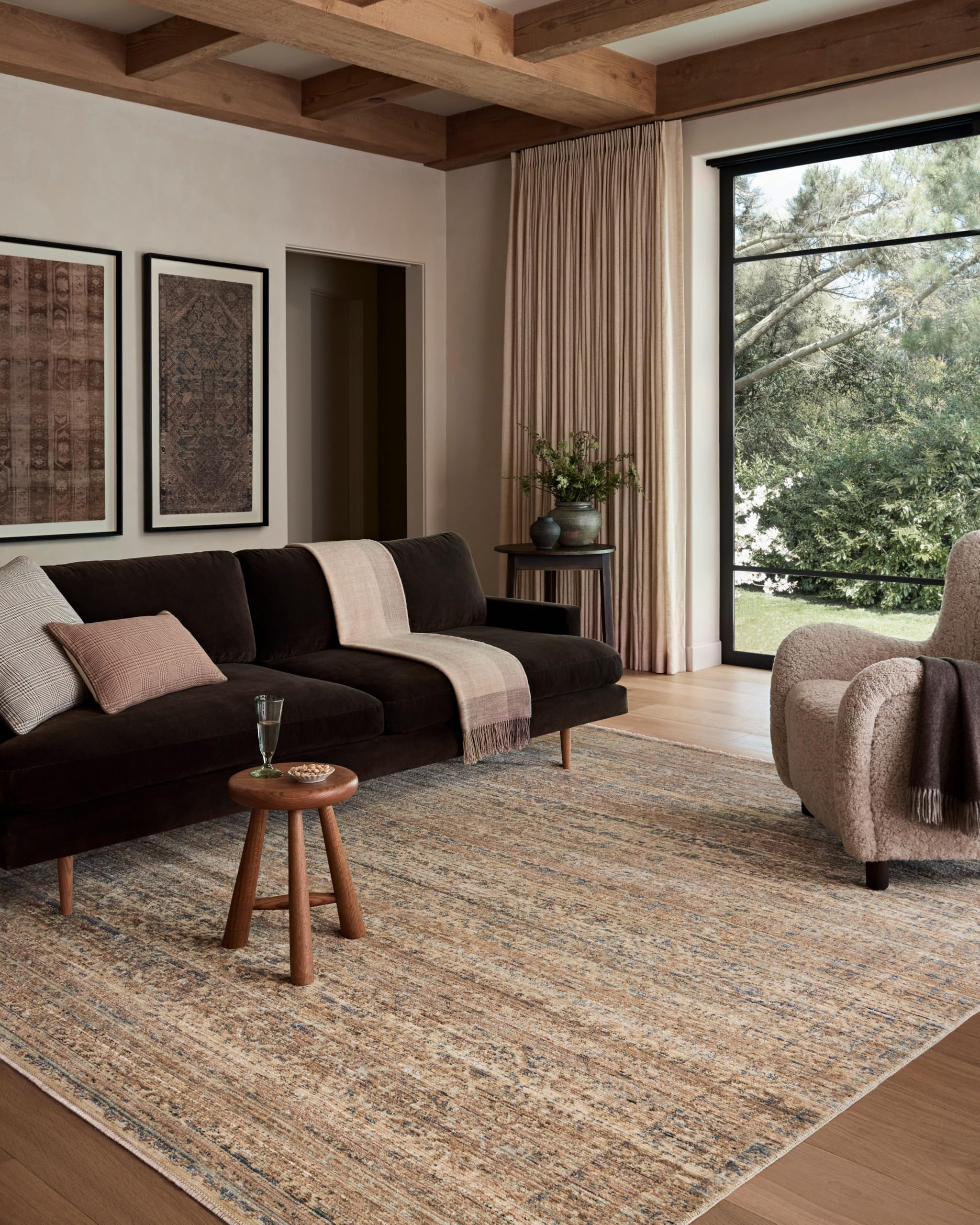 Loloi Amber Lewis Molly Collection MOL-01 Natural/Denim 9'-6" x 13'-6" Low Pile Area Rug | Amazon (US)