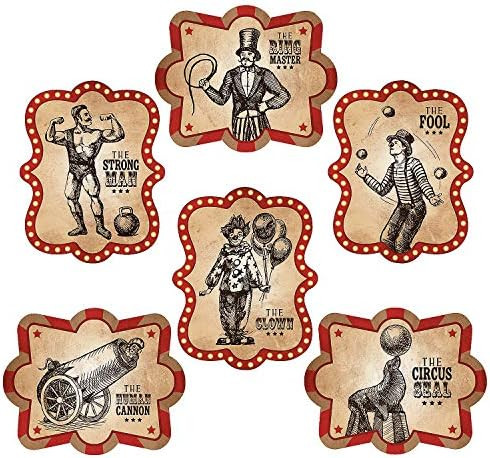 Vintage Circus Poster Cutouts (6 pieces) Circus Party Decor | Amazon (US)