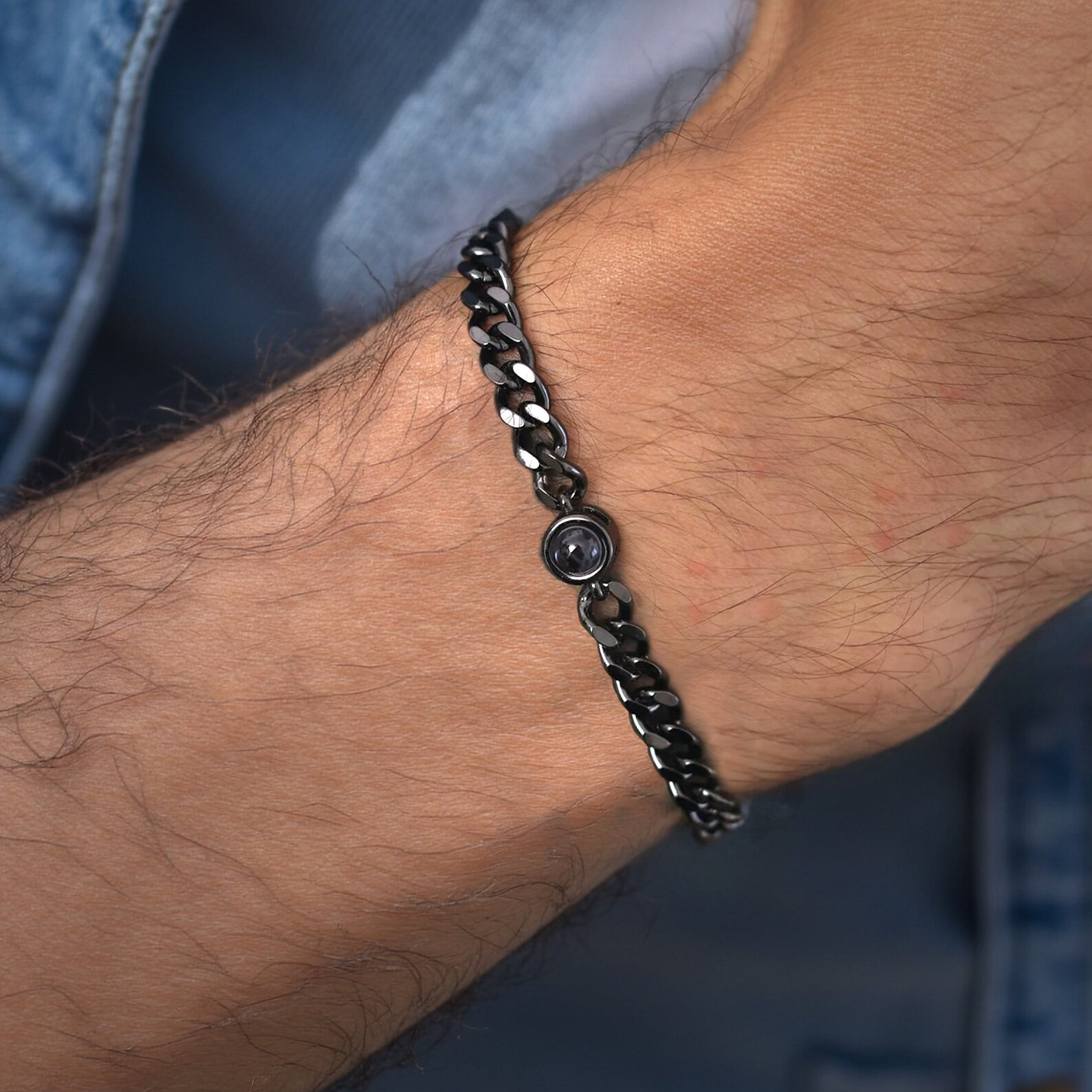 Personalized Photo Projection Bracelet for men, Memorial Bracelet with Family photo for Dad, Pet ... | Etsy (US)