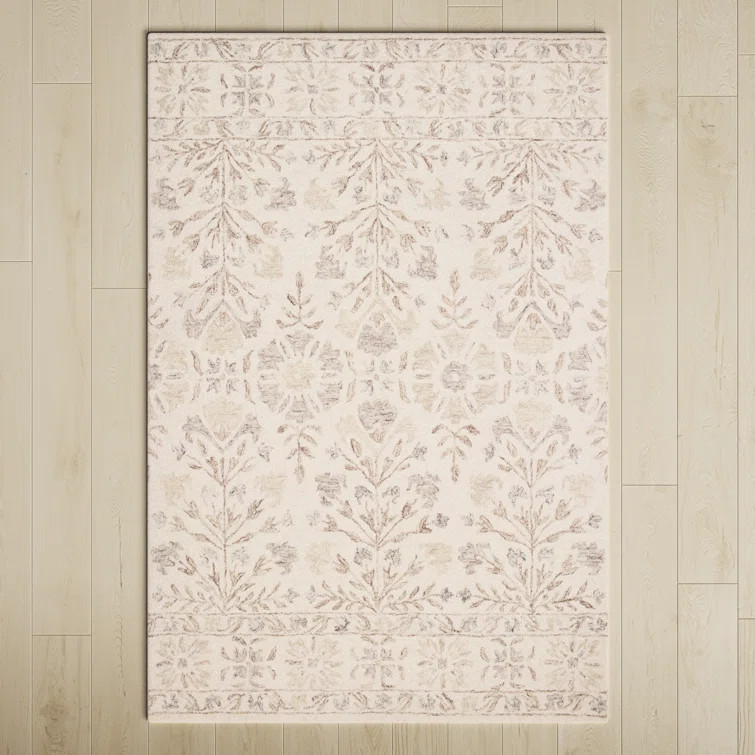 Aden Handmade Looped/Hooked Wool Ivory/Neutral Rug | Wayfair North America