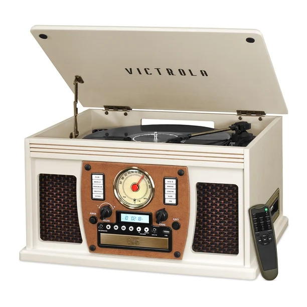 Victrola Wood 8-in-1 Nostalgic Bluetooth Record Player with USB Encoding and 3-speed Turntable - ... | Walmart (US)