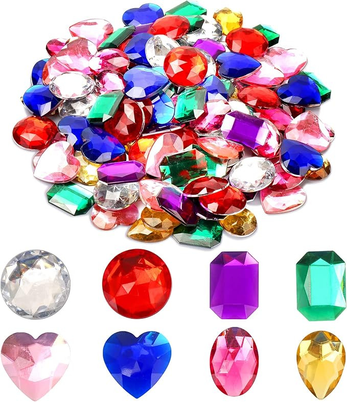 1" Jewels for Crafting Assorted Colorful Flat Back Heart Shaped Jewel Gems Acrylic Rhinestones fo... | Amazon (US)