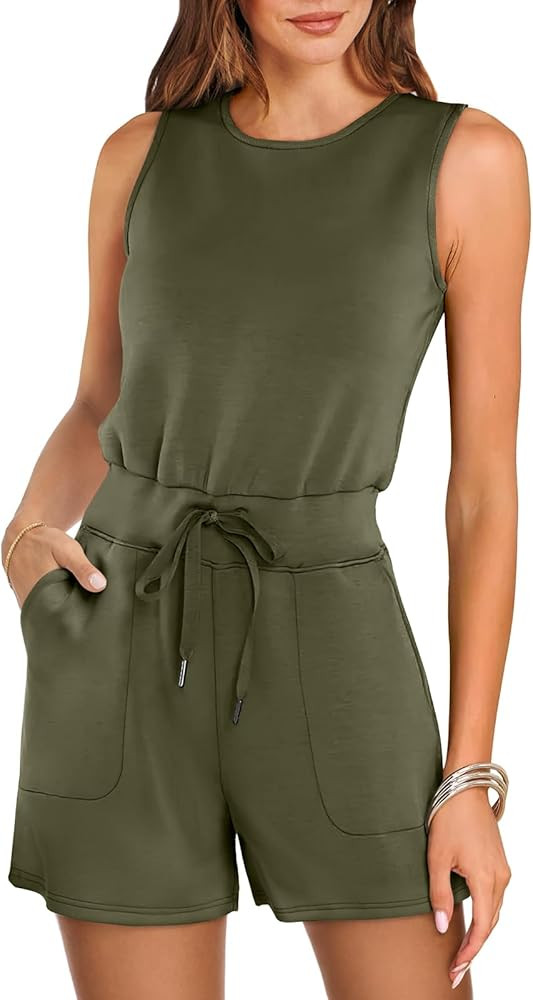 ANRABESS Romper for Women Summer Dressy Casual 2024 Fashion Outfits Sleeveless Cute Cozy Lounge S... | Amazon (US)