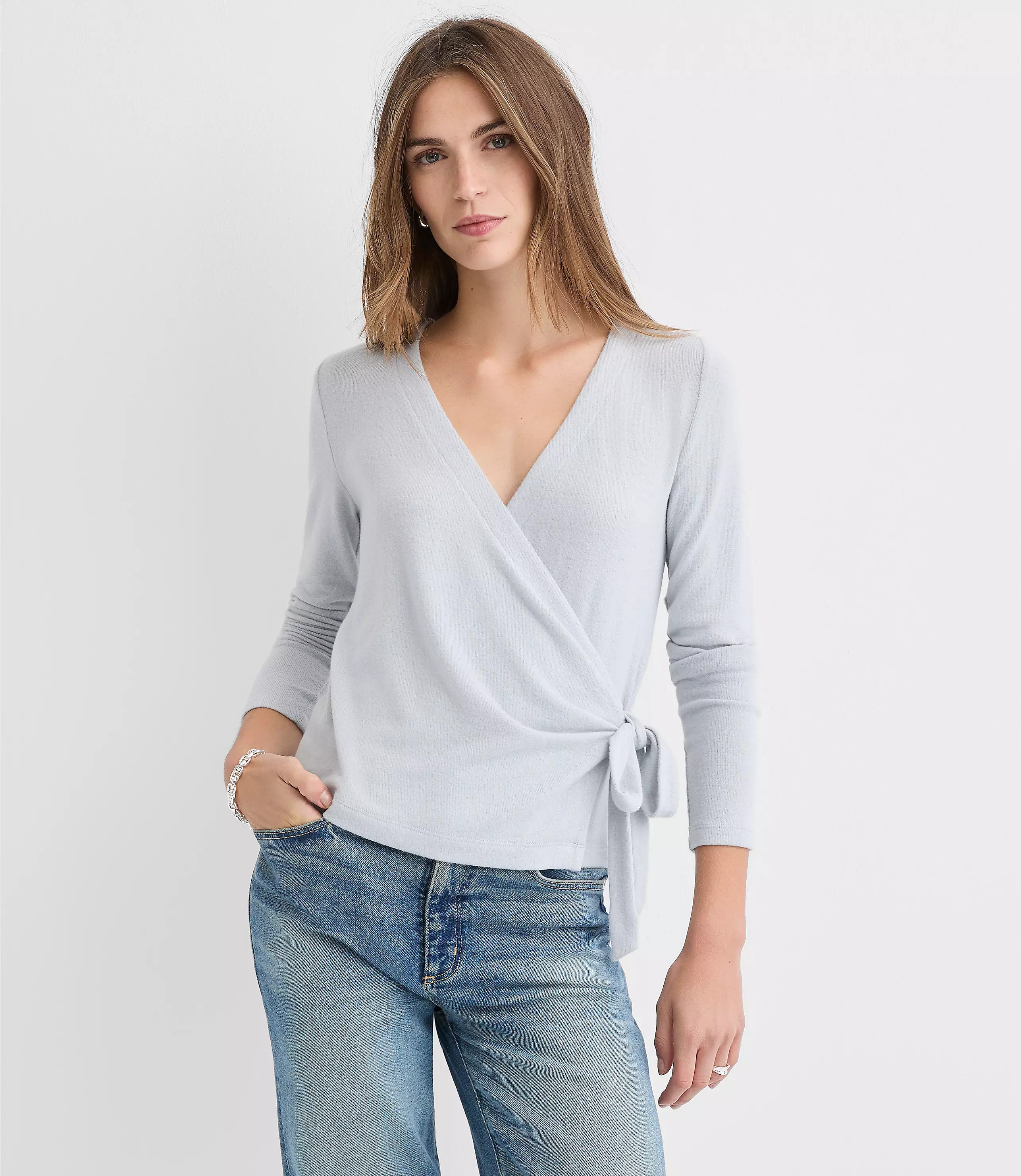 Cozy Jersey Wrap Top | LOFT