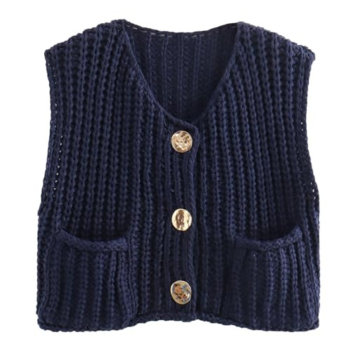 KEOMUD Women's Sleeveless Cropped Knit Cardigan 2025 Casual Button Down Crochet Sweater Vest Tops... | Amazon (US)
