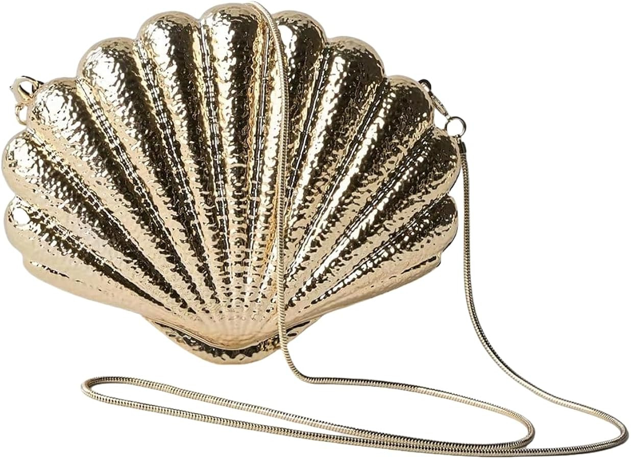 GBWYI Mini Acrylic Seashell Shaped Clutch Metallic Shell Trendy Evening Purses Lipstick Crossbody bag for Prom Golden S: Handbags: Amazon.c | Amazon (US)