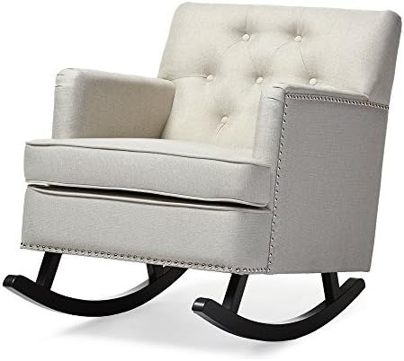 Baxton Studio Bethany Modern & Contemporary Fabric Upholstered Button-Tufted Rocking Chair, Light... | Amazon (US)