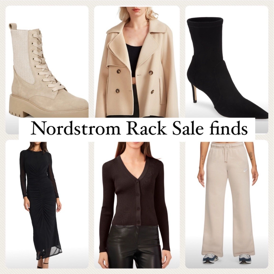 Nordstrom rack sale finds ! 

Coat 
Booties 
Dress 
Holiday party dress 
Boots 

#LTKHoliday #LTKGiftGuide #LTKParties