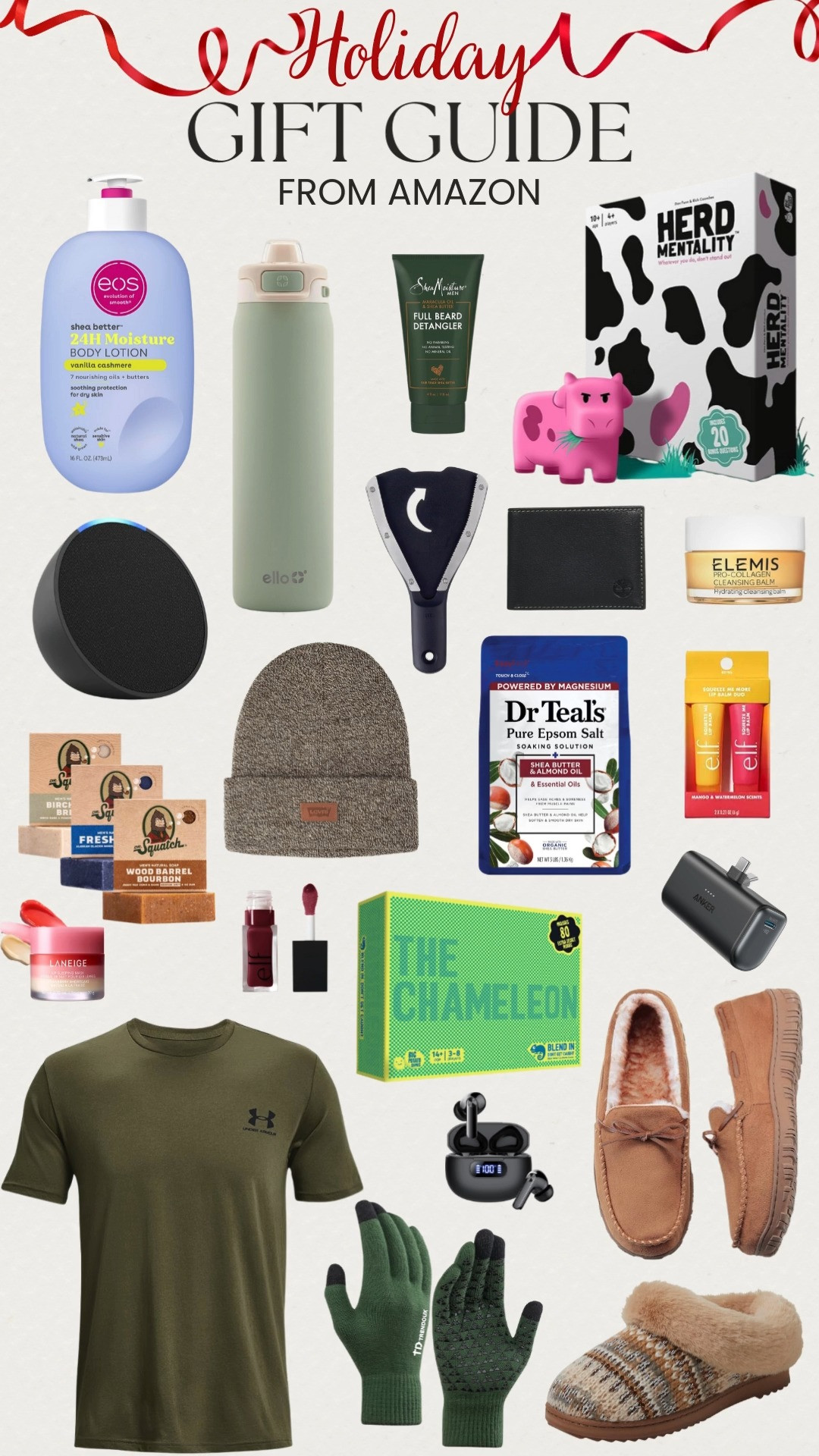 Holiday Gift Guide from Amazon 🎁✨
Easy, practical finds for everyone on your list. Choose from water bottle, hat, speaker, slippers, gloves, men’s tee, lip gloss, earbuds, games, bottle opener, charger, wallet, and soap. Stocking stuffers + small gifts they’ll actually use and love! 

 #LTKGiftGuide #LTKSaleAlert #LTKFindsUnder50