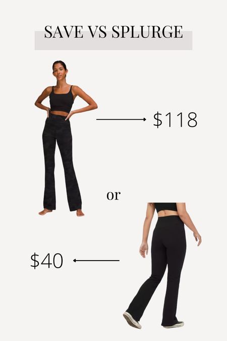 SAVE vs SPLURGE // Flare legging edition! I got the Aerie leggings and love how comfortable and flattering they are! This season I’m going to splurge on a Lululemon pair because of how much I wear my other pair and I love the quality!

#LTKstyletip #LTKSeasonal #LTKfit