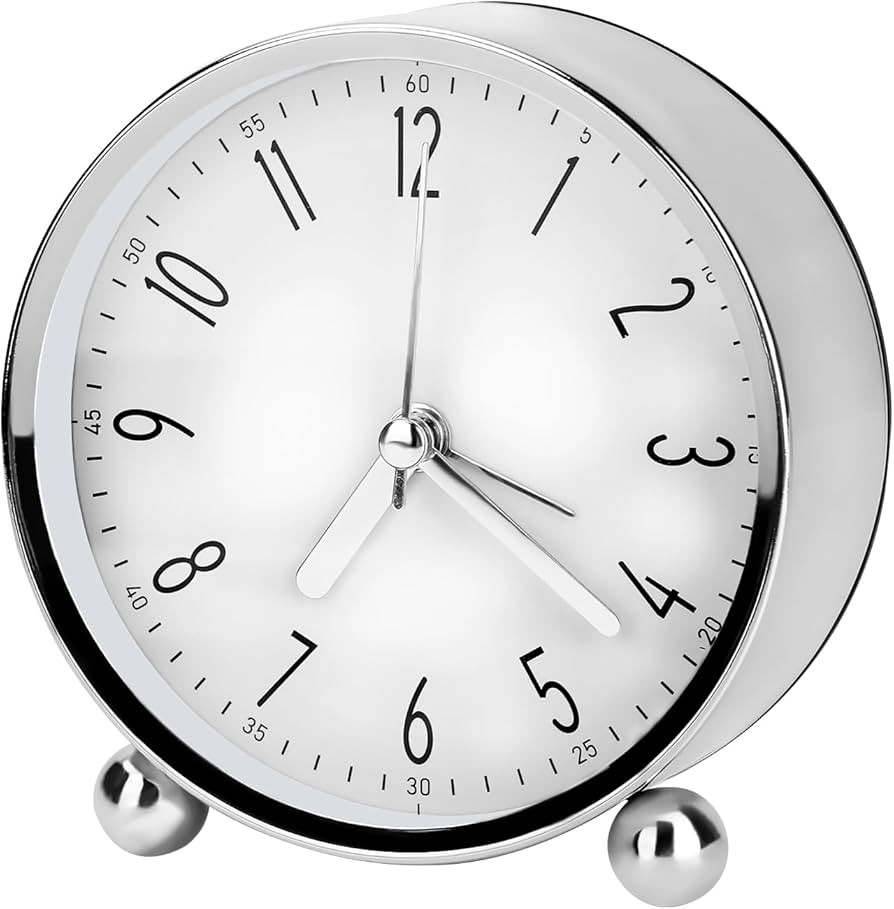 Welltop Analog Alarm Clock, 4 inch Super Silent Non Ticking Small Round Clock with Arabic Numeral... | Amazon (US)