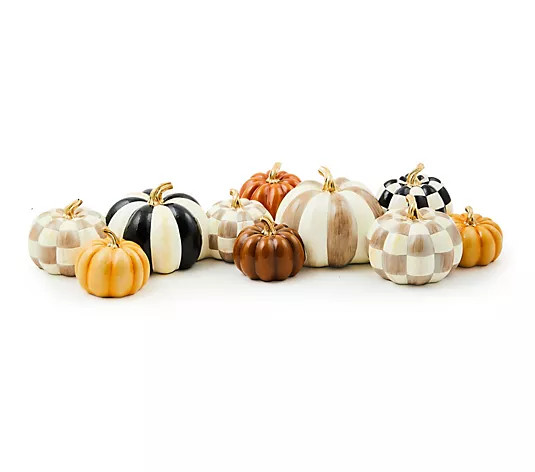 MacKenzie- Childs Autumnology Check & Stripe Pumpkin Cluster | QVC