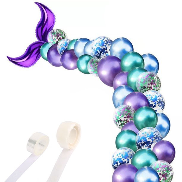 Mermaid Party Decorations Balloons Arch Garland Kit with Confetti Metallic Latex Balloons | Walmart (US)