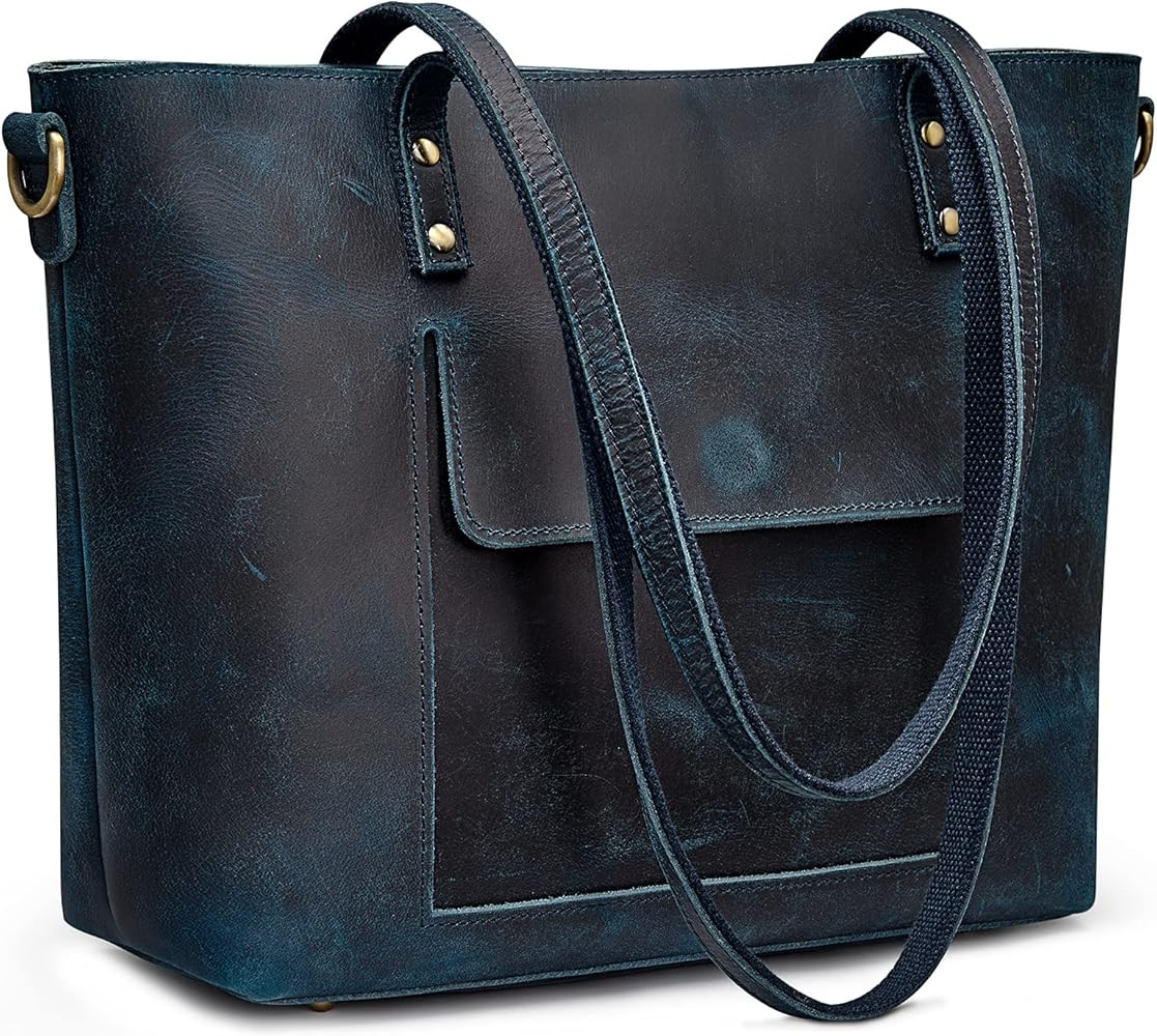 S-ZONE Women Genuine Leather Tote Bag Shoulder Handbag Vintage Crossbody Purse | Amazon (US)