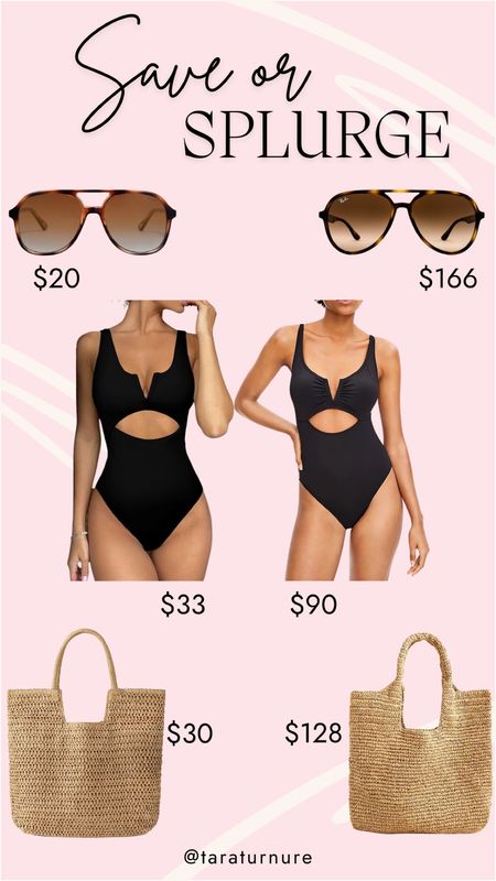 Two looks, one vibe: will you save or splurge on these summer essentials? Whether you go for luxe or budget-friendly, these swimsuits, sunglasses, and raffia bags have you covered. Elevate your summer style with the perfect choice for you! #SaveOrSplurge #SummerEssentials #SwimsuitStyle #SunglassesFashion #RaffiaBagTrend #BeachReady #HighLowFashion #SummerWardrobe #ChicChoices #BudgetVsLuxury



#LTKItBag #LTKStyleTip #LTKSwim