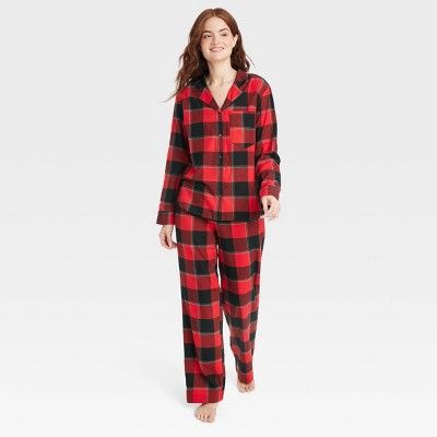 Women's Flannel Pajama Set - Stars Above™ Red/Black M | Target