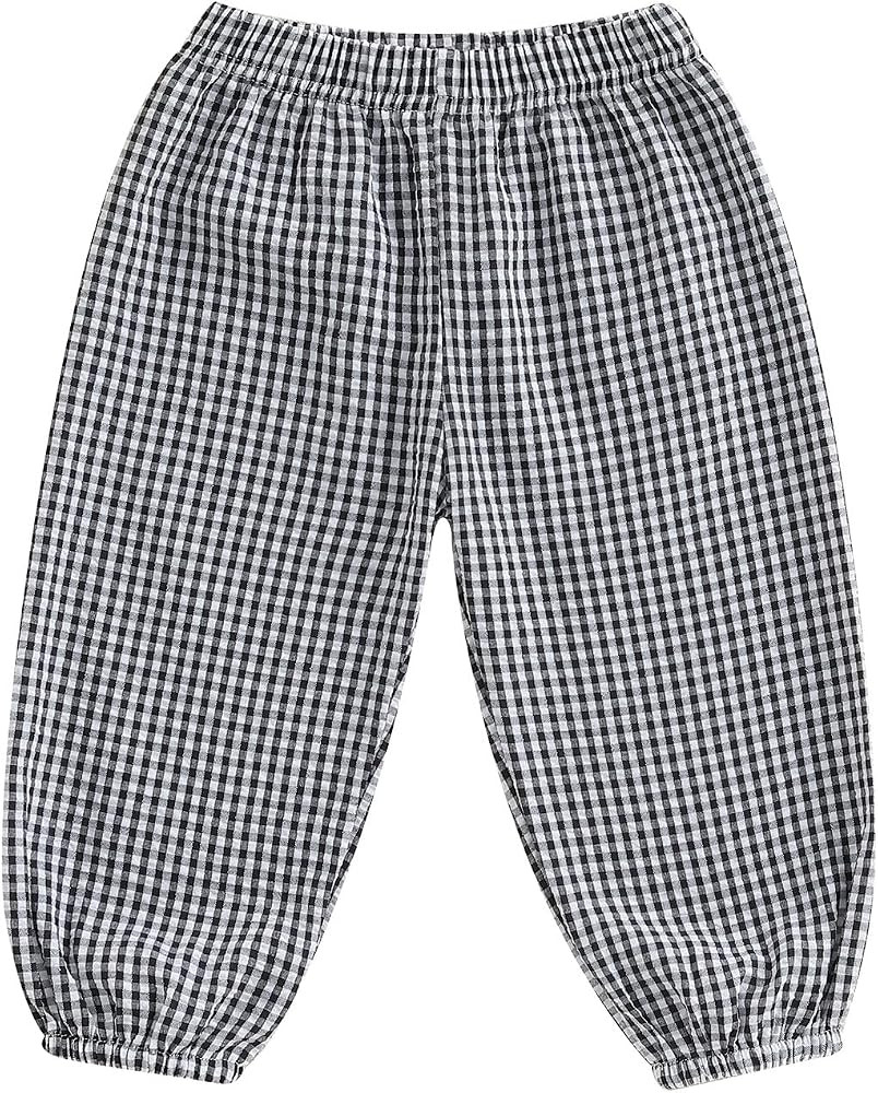 Kids Toddler Boys Girls Gingham Pants Elastic Waist Plaid Loose Baggy Trousers Casual Spring Fall... | Amazon (US)