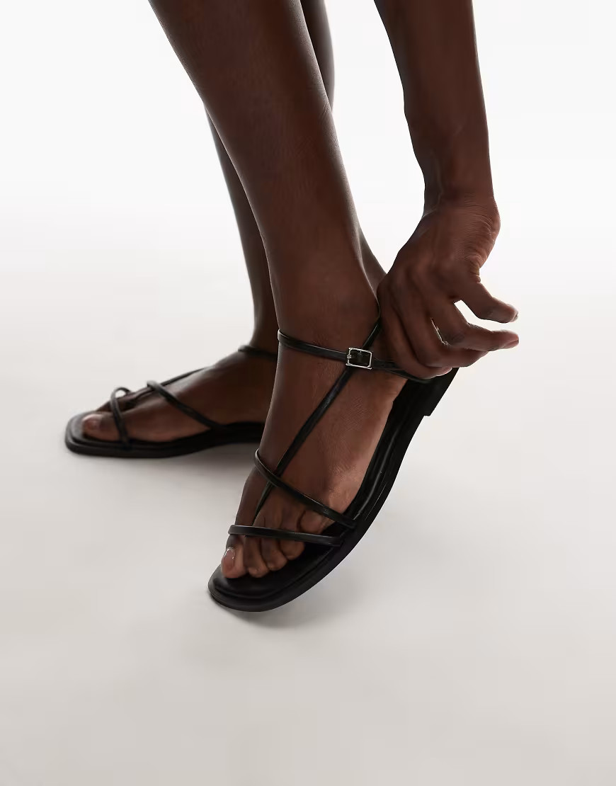 Topshop Kali strappy flat sandal in black | ASOS (Global)