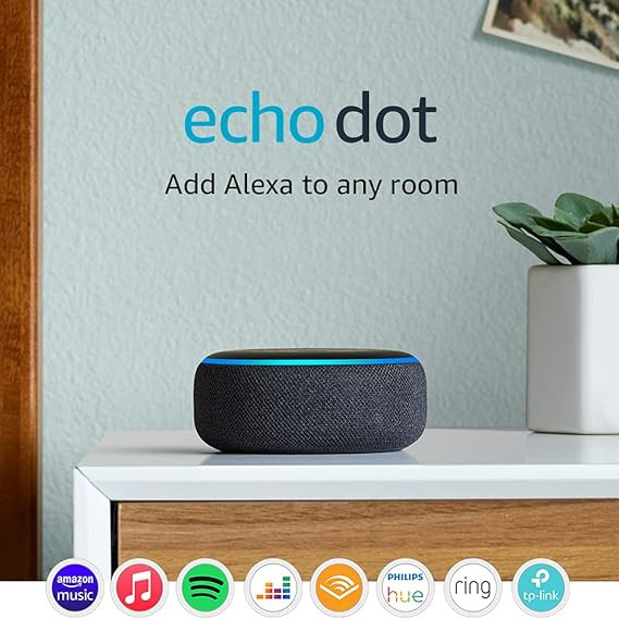 Echo Dot (3rd Gen) - Compact Bluetooth Speaker with Alexa - Charcoal Fabric | Amazon (UK)