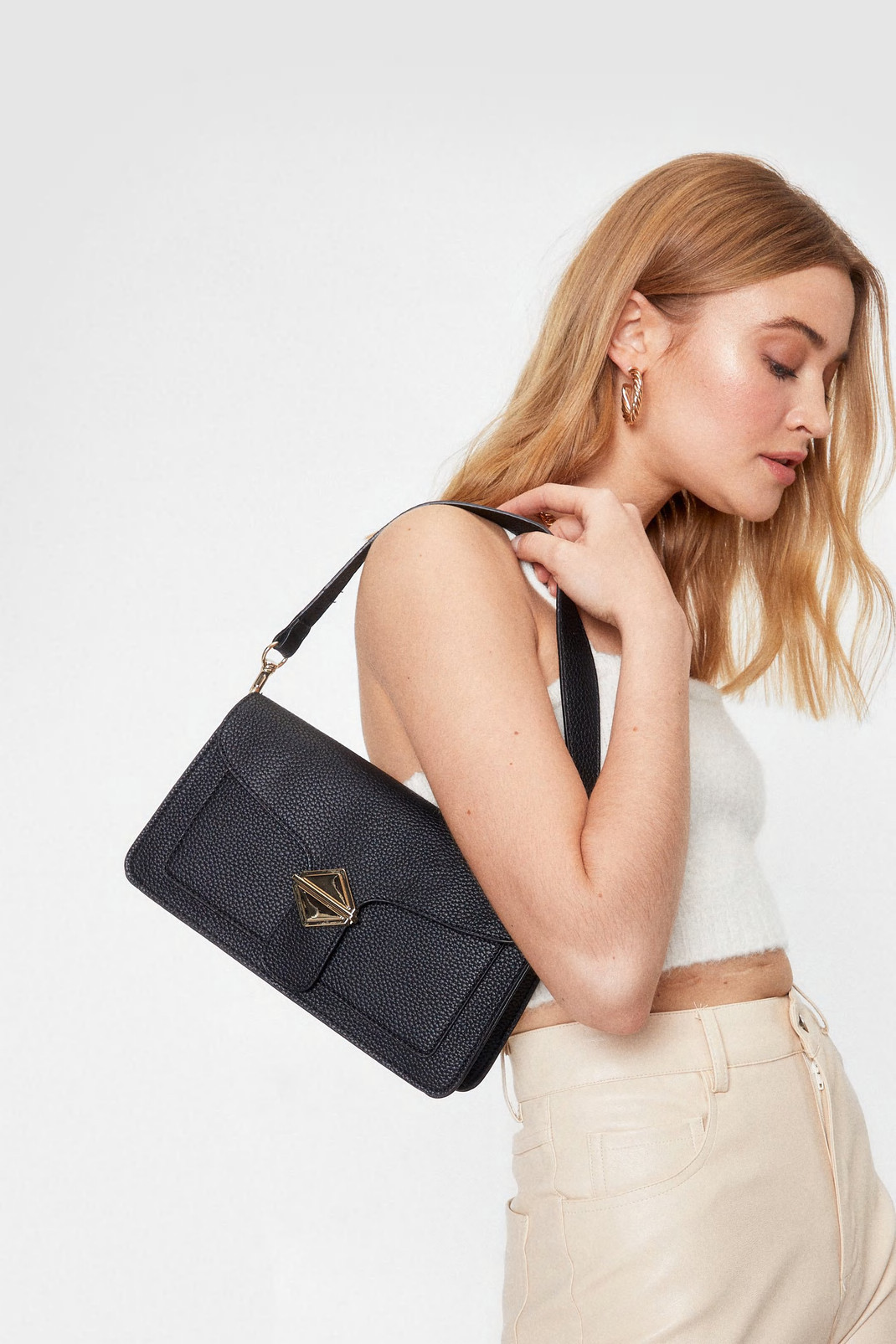 Faux Leather Flap Top Shoulder Bag | Nasty Gal (US)