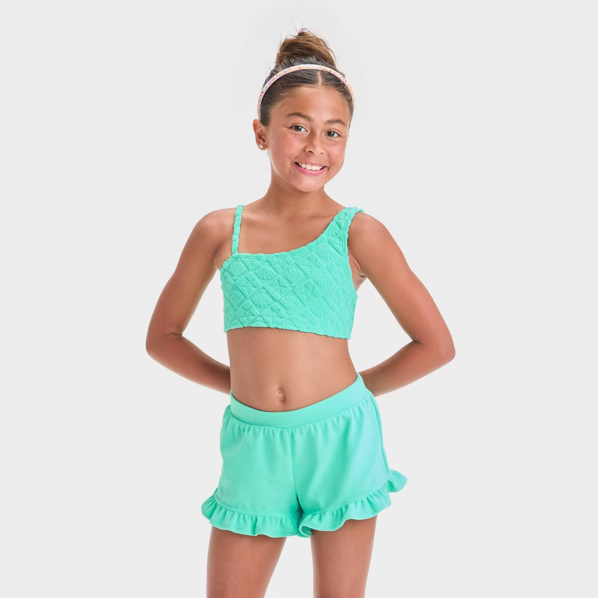 Girls' Park to Pool Solid Bikini Set - Cat & Jack™ Teal Green | Target