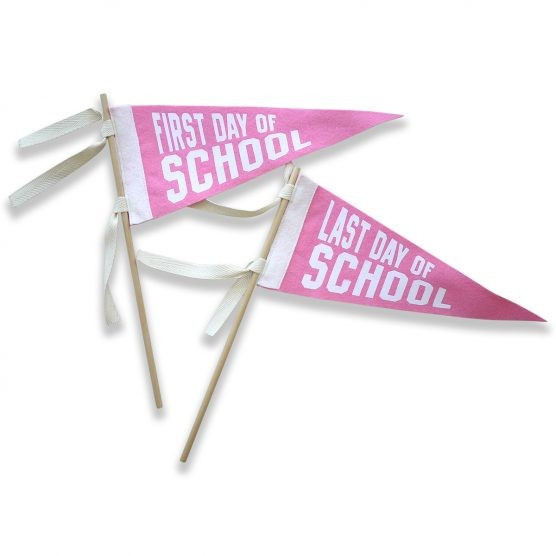 The Letterman Co. Set of 2 First & Last Day of School Pennants – Pink | The Tot