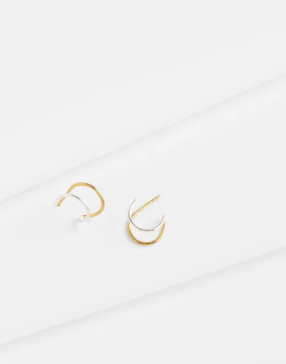 Demi-Fine Double Hoop Earrings | Madewell | Madewell