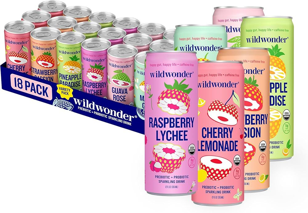 wildwonder Sparkling Probiotic Juice Drink 18pk, w/Gut Health & Immunity Support, 5g Prebiotic Fi... | Amazon (US)