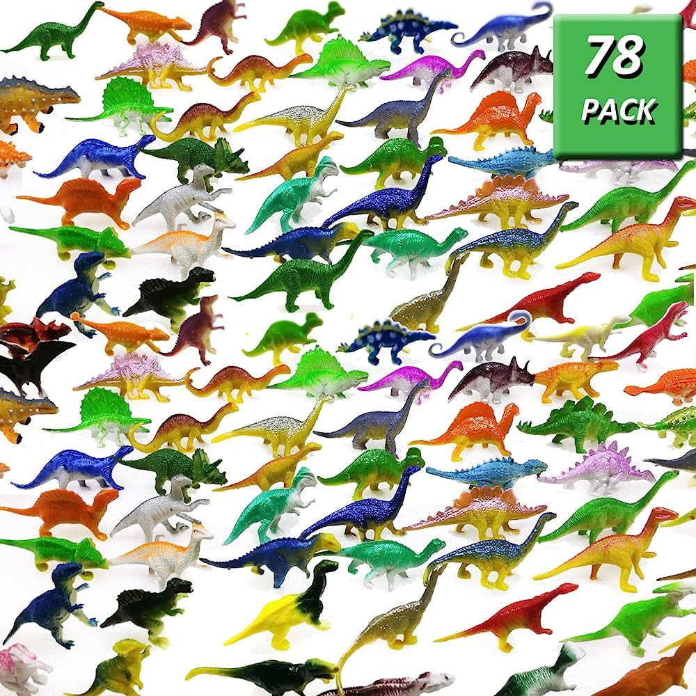 OuMuaMua 78 Pack Mini Dinosaur Figure Toys, Plastic Dinosaur Toy Set Including T-rex, Stegosaurus... | Amazon (US)