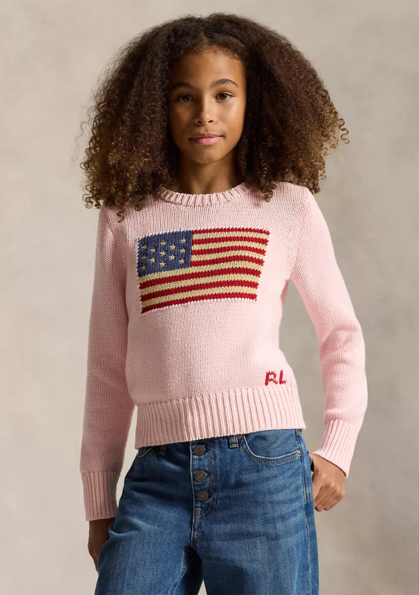Girls 7-16 Flag Cotton Crewneck Sweater | Belk