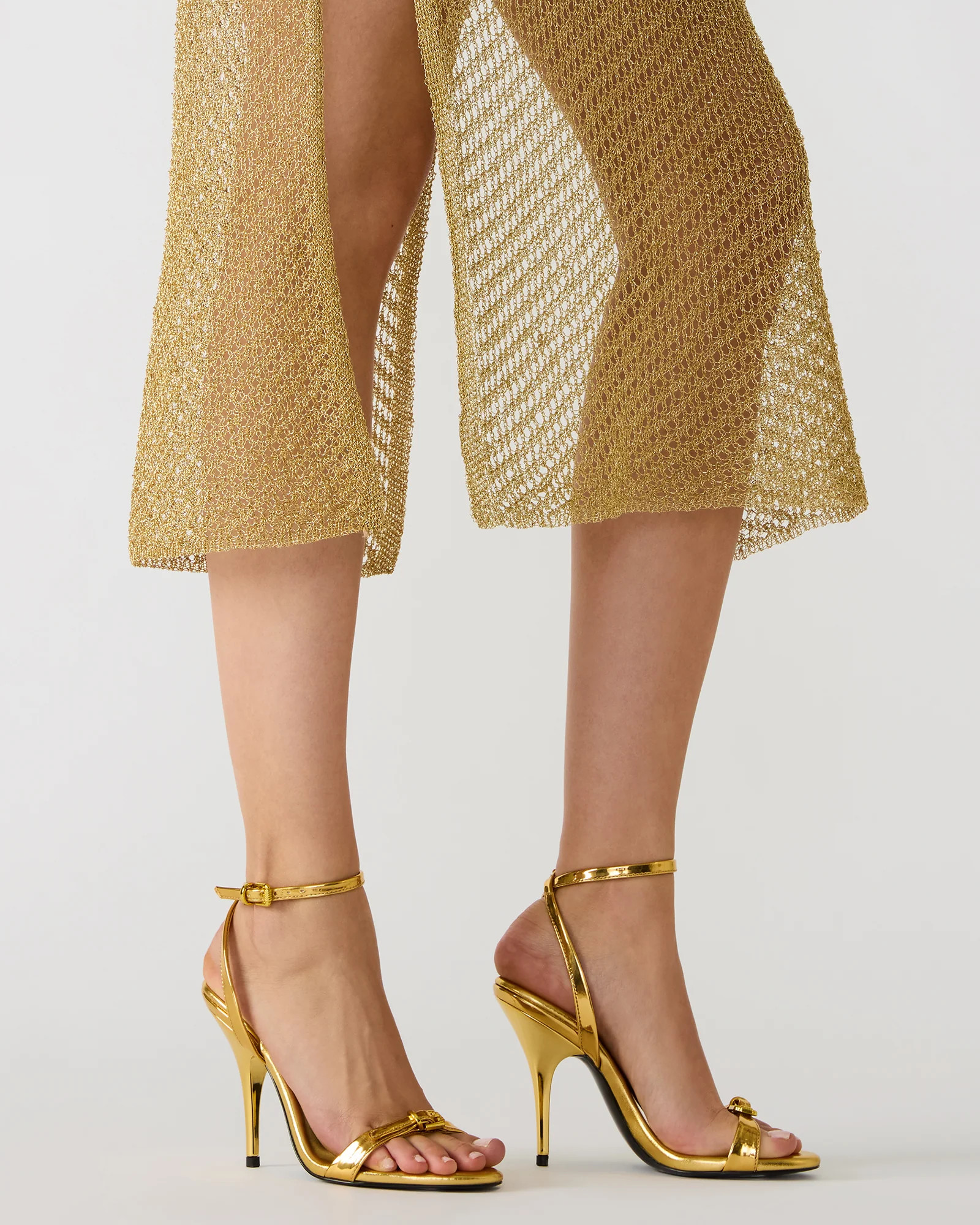 FOXX Gold Strappy Stiletto Open-Toe Women's Heel | Steve Madden (US)