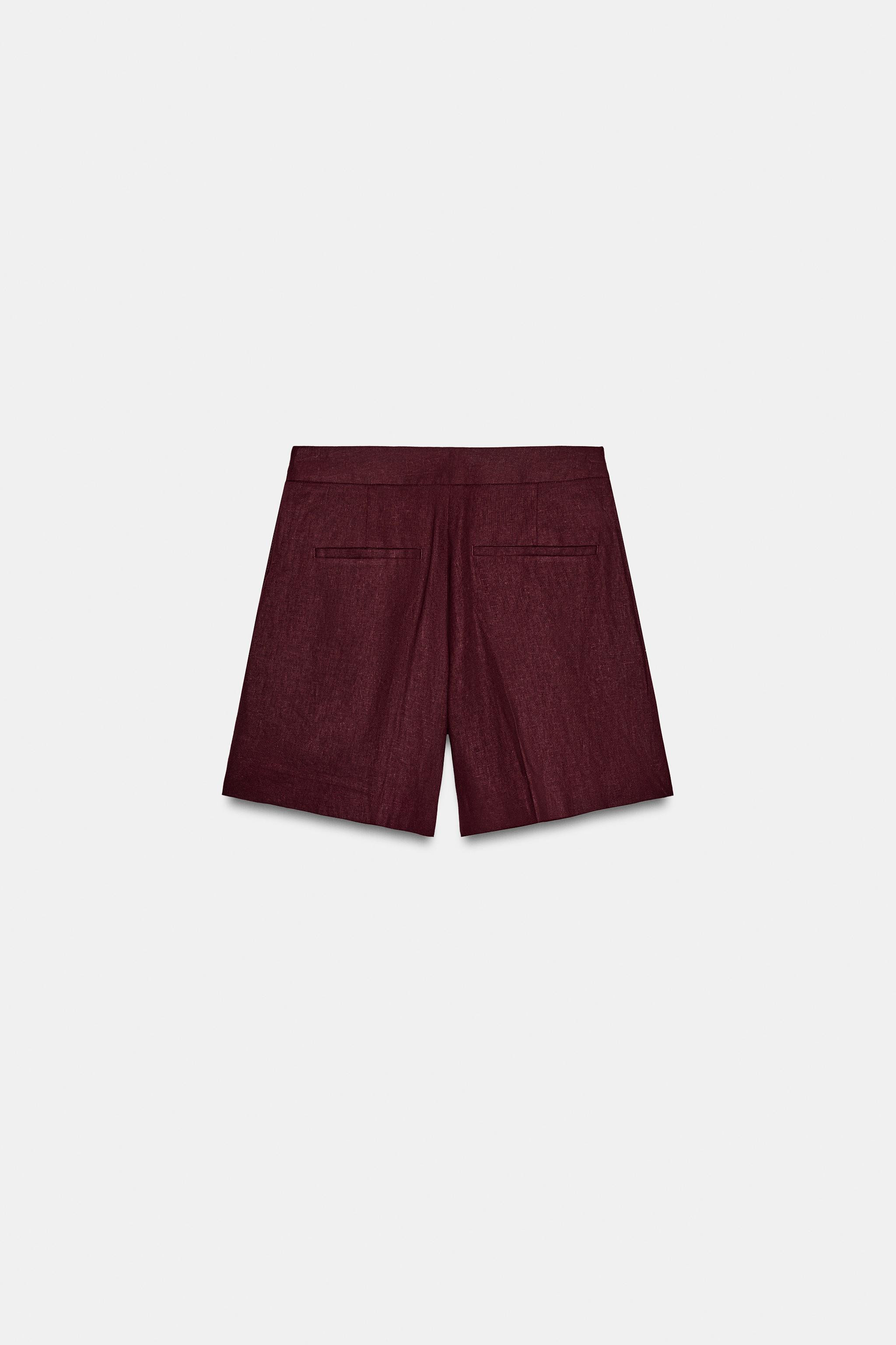 LINEN PLEATED SHORTS | Zara US