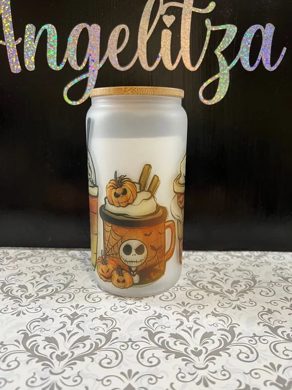 Libbey Inspired Glass Can  Jack Skellington  Jack and Sally - Etsy | Etsy (US)