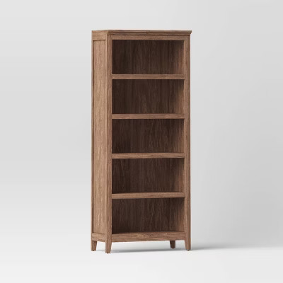 72" Carson 5 Shelf Bookcase Walnut Brown - Threshold™ (Assembly required): Traditional Style, M... | Target