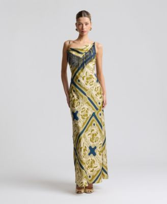 Avec Les Filles Women's Cowl Neck Scarf Print Maxi Dress - Monaco Harbor | Macy's