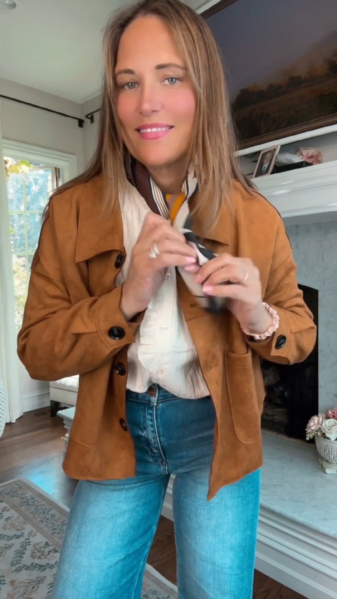 Loving all the pieces we recently got from Amazon! This brown jacket from Amazon is super cute and light weight.  The ruffle shirt is the perfect Amazon look for less that is also under $50. Plus, we found this 100% mulberry silk scarf for less than $20! 

#LTKMidsize #LTKFindsUnder50 #LTKOver40