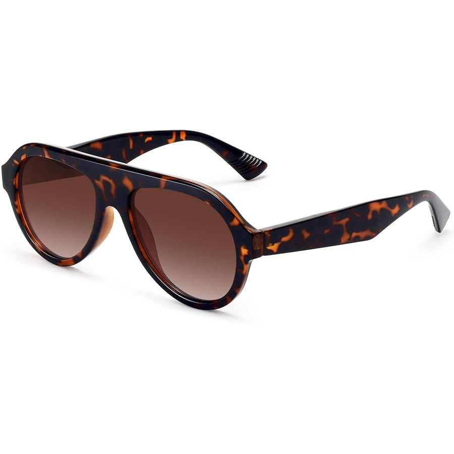 Trendy Polarized Aviator Sunglasses for Women Men 70s Vintage Plastic Frame Sun Glasses FZN817 | Amazon (US)