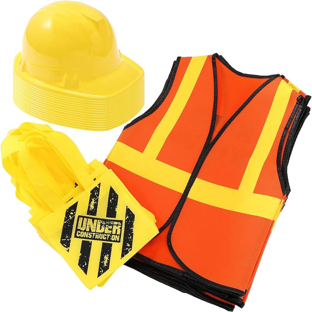 Geyoga 36 Pieces Construction Party Supplies Set, 12 pcs Construction Vests 12 pcs Construction H... | Amazon (US)
